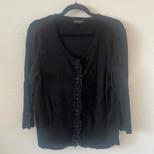 White House | Black Market Snap Front Cardigan Sweater Black, Size M